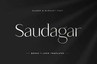 Saudagar Display Font + 7 Bonus Logos branding classic font classy design elegant elegant font font font design fonts graphic design lettering logo font retro font serif font serif fonts typeface typefaces typography vintage vintage font