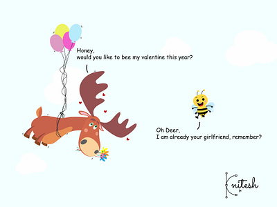 Valentine ? bee comic deer honey