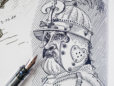 Polish hussar character design concept art cross hatching draft drawing fountain pen hatching husaria polska illustrations ink pen and ink sketch sketching