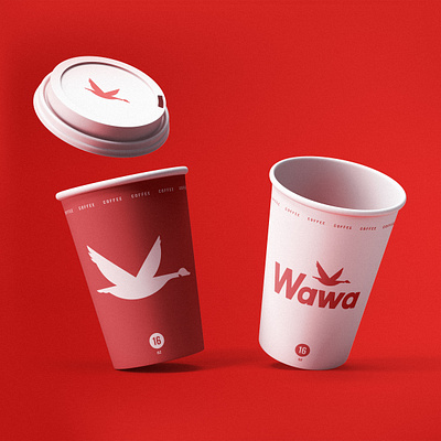 Wawa, II coffee cup design goose label logo packaging red wawa