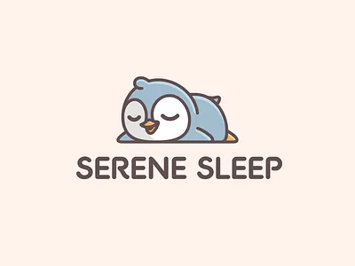 Sleeping Penguin adorable animal baby branding cartoon character children consultant cute family friendly identity illustrative lazy logo mascot napping penguin sleep soft