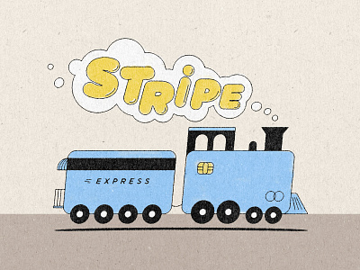 Toot toot! choo choo credit card express illustration stripe train