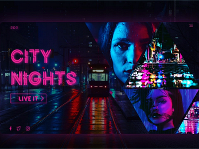 City nights adobe adobexd darktheme mockup neon ui uiuxdesign ux webdesign