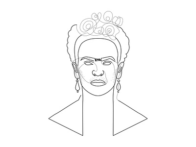 Frida Kahlo artist bw dotwork frida illustration kahlo pointillism single line spaghetti