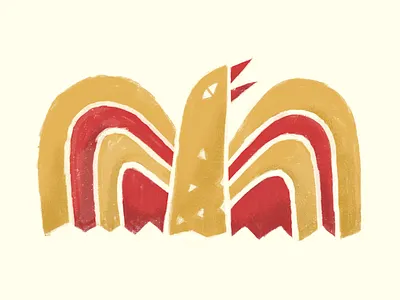 Bird study abstract design fine art folkart hand drawn icon illustration vector vintage