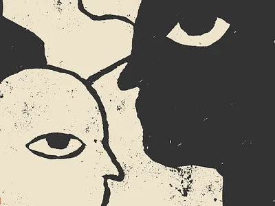 Faces abstract design fine art folkart hand drawn illustration texture vector