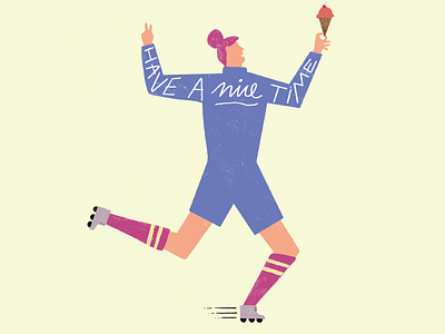 Have a nice time! girl ice cream icecream illustration pink rollerskate rollerskating time