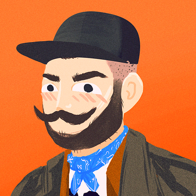 New Year, Slightly Newer Me illustraion moustache portraits selfie
