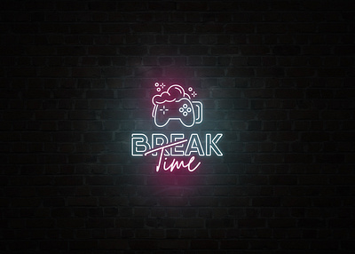 BreakTime bar branding design gaming logo neon neon sign vector
