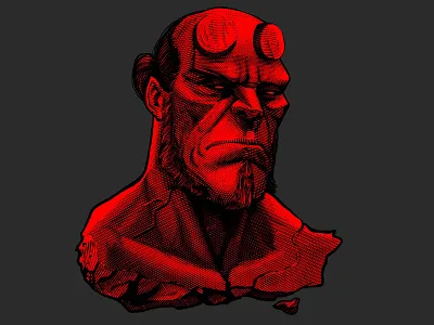 Helboy adobeillustrator hellboy portrait