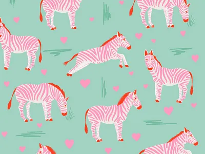Zebra Valentine illustration pattern design repeating pattern surface design wild zebra
