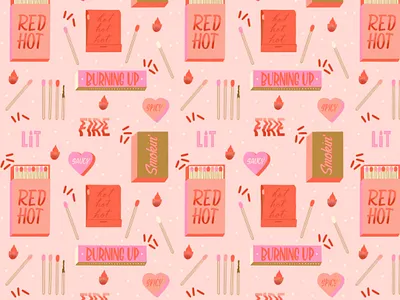 Red Hot Valentine handlettering illustration illustration design pattern design repeating pattern surface ddesign