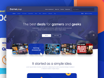 GameLow landing landing web design clean