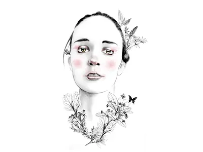 Nature Woman No 7 beauty blackandwhite drawing fashion fashion illustration fashion illustrator illustration colombia nature portrait woman portrait