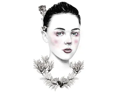Nature Woman No 5 beauty blackandwhite drawing fashion illustration fashion illustrator illustration colombia nature portrait woman woman portrait