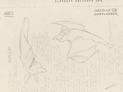 Ares - Journal Design (From the Overlander Chronicles) bat book character character design design fan art fanart illustration journal paper rustic typography