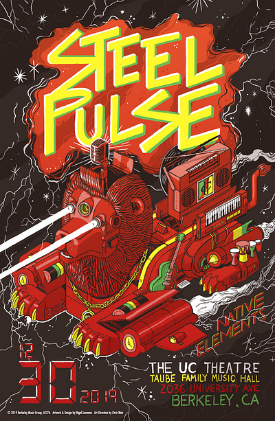 Steel Pulse Poster berkeley california color concert digital drawing gig poster illustration isometric line machine music music art poster reggae wacom