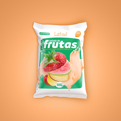 Bebida Lactea - Salada de Frutas design food graphic illustration milk milkshake mockup package packaging plastic splash yogurt
