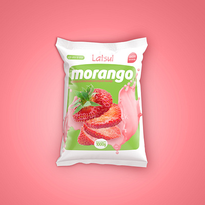 Bebida Lactea - Morango design food graphic milk milkshare mockup package plastic strawberry yougurt