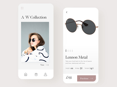 Sunglasses ecommerce cards design ecommerce flat minimal mobile product design product designs sunglasses typography ui