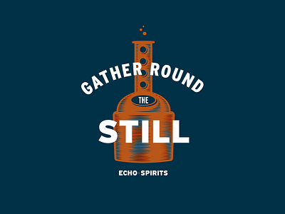 Echo Spirits apparel design apparel clothing distillery liquor rum screen print spirits still t shirt