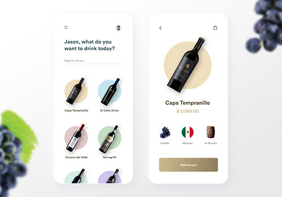 Wine Store App Concept 🍷 2020 bar barrel bottle daily ui drink drinks drunk glass grapes light liquid liquor mexico minimal red wine sri lanka tender wine