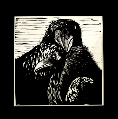 Forever Ravens illustration linoprint raven ravens relief print