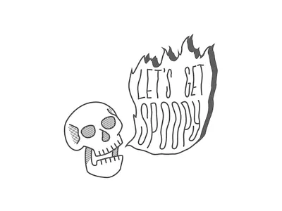 Lets Get Spoopy character art design drawing fire graphic design halloween icon illustration logo procreate skull skull logo spooky vector