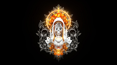 Catrina 3d 3drender black catrina characterdesign cinema4d dead design flowers gold illustration lights mexico octane photoshop saint skull virginia white