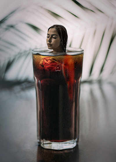 Relax art coca coca cola design girl manipulate manipulation photo photoshop photoshop art pool soda