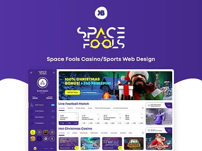 ♠ Space Fools - Casino/Sports Web Design banner design casino casino web design football design game web design slots social media design social template spins sports web design ui ux web design