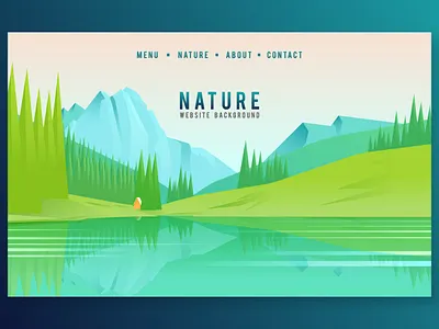Mountains and Lake View Landing Page adobe illustrator adventure adventurer digital art home page illustraion landing page landscape mountain nature nature illustration travel web design