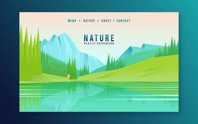 Mountains and Lake View Landing Page adobe illustrator adventure adventurer digital art home page illustraion landing page landscape mountain nature nature illustration travel web design