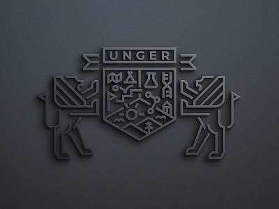 Unger Family Crest adventure animal crest emblem family flag heraldry icons lion logo modern monoline nature retro science shield tradition