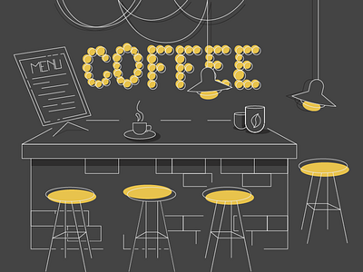 Cafe 2d adobe ai art coffee design illustration vector