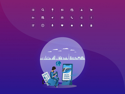 Icons & illustration - for the project SPACE TRAIN flat illustration icon set icons illustration mobile app vector