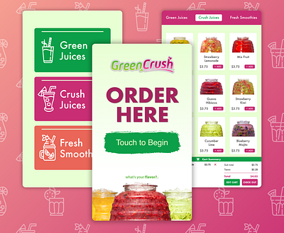 Green Crush Kiosk Concept app app design design food food app food ordering kiosk smoothie ui ux ux design