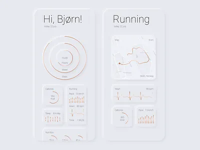 Running App | Soft UI app designer concept ui copper design minimalism ui mobile app mobile design mobile ui neomorphism running app soft ui ui ui design ux design