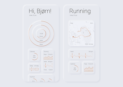 Running App | Soft UI app designer concept ui copper design minimalism ui mobile app mobile design mobile ui neomorphism running app soft ui ui ui design ux design