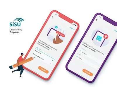 Conceito de onboarding do aplicativo SiSU Aluno brazil education education app educational enemy flatdesign high school illustration minimalist onboarding product design sisu slide student ui university ux