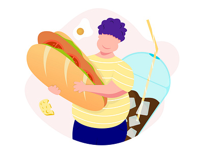 B A N H M I app boy bread character cheese coffee egg flat illustration minimal proccreate ui ux web