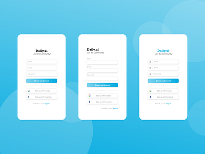 Daily UI #001 - Sign Up Page dailyui sign up form text box