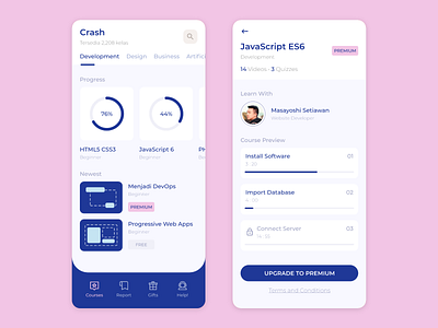 CrashCourse App app ios mobile ui design