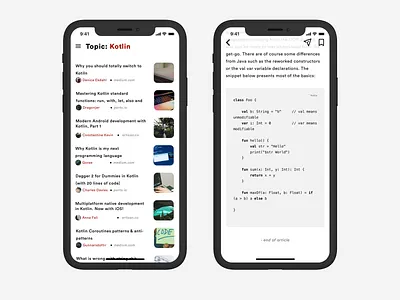 News Topic Aggregator blog design iphonex light minimal minimalist news ui