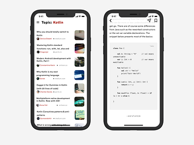 News Topic Aggregator blog design iphonex light minimal minimalist news ui