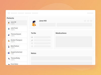 Patient Dashboard for Clinicians and Physicians dashboard diabetes list medical medications patients people profile todo