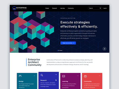 Enterprise Portal Landing clean colors enterprise hero homepage icons menu navigation tiles ui ux