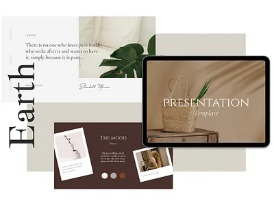 Earth Powerpoint Presentation brand clean creative market deck earthy handwritten font mockup mood moodboard neutral pastel pastel color powerpoint ppt ppt template presentation shadows slide social template