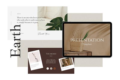 Earth Powerpoint Presentation brand clean creative market deck earthy handwritten font mockup mood moodboard neutral pastel pastel color powerpoint ppt ppt template presentation shadows slide social template