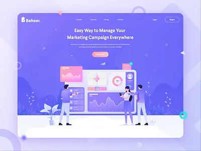 Beheer - Manage Your Marketing Campaign analysis animation app campaign dashboard design gradient header illustration landing page manage marketing ui web design website